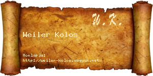 Weiler Kolos névjegykártya